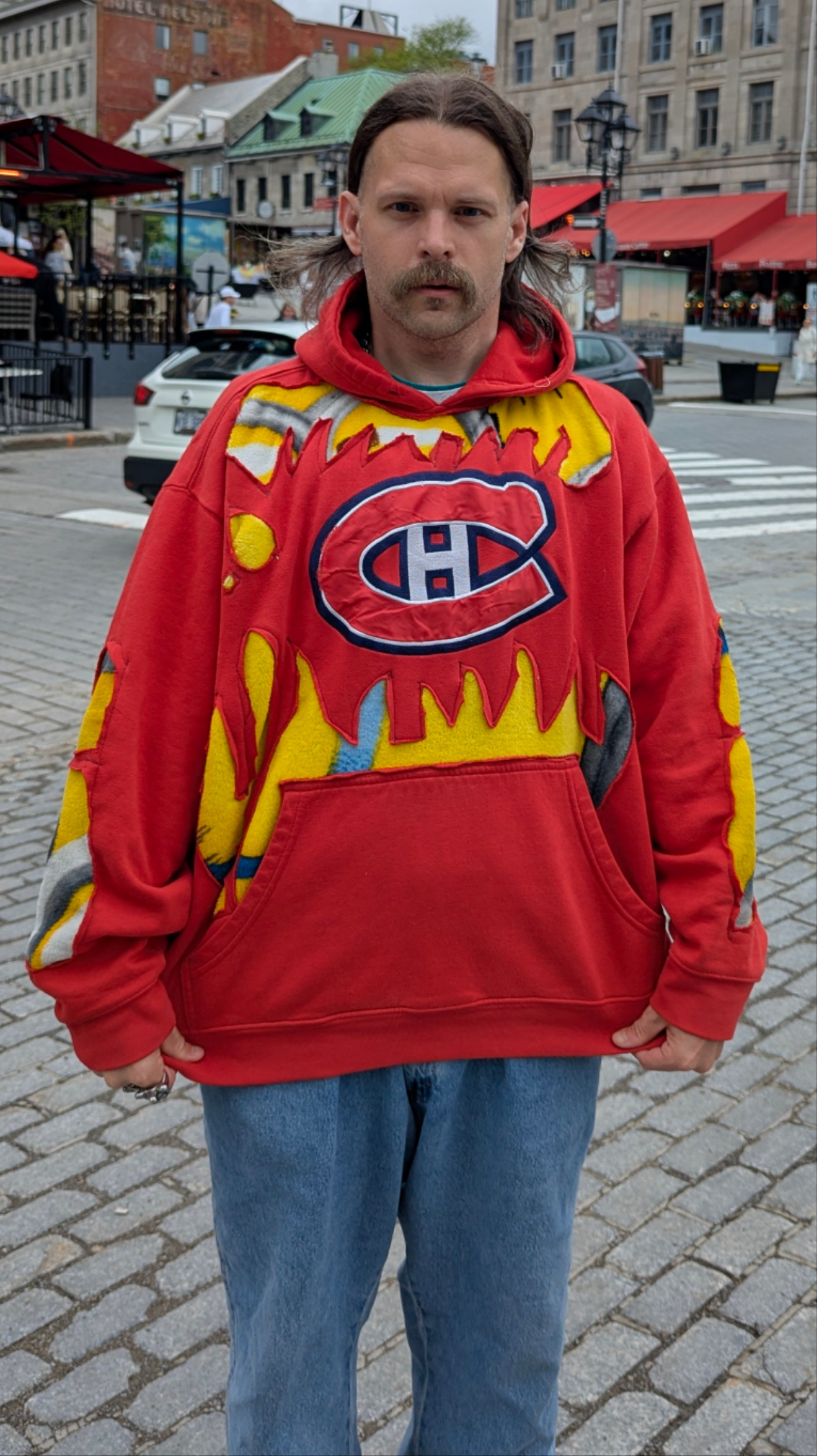 Hoodie hockey modifié avec effet cratère, XL